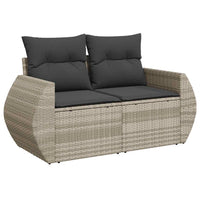 Thumbnail for 7-tlg. Garten-Sofagarnitur mit Kissen Hellgrau Poly Rattan