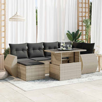 Thumbnail for 7-tlg. Garten-Sofagarnitur mit Kissen Hellgrau Poly Rattan