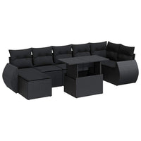 Thumbnail for 8-tlg. Garten-Sofagarnitur mit Kissen Schwarz Poly Rattan