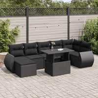 Thumbnail for 8-tlg. Garten-Sofagarnitur mit Kissen Schwarz Poly Rattan