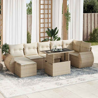 Thumbnail for 8-tlg. Garten-Sofagarnitur mit Kissen Beige Poly Rattan