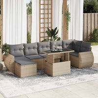 Thumbnail for 8-tlg. Garten-Sofagarnitur mit Kissen Beige Poly Rattan