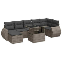 Thumbnail for 8-tlg. Garten-Sofagarnitur mit Kissen Grau Poly Rattan