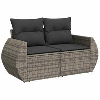 Thumbnail for 8-tlg. Garten-Sofagarnitur mit Kissen Grau Poly Rattan