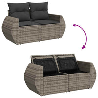Thumbnail for 8-tlg. Garten-Sofagarnitur mit Kissen Grau Poly Rattan
