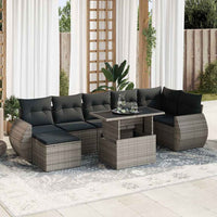 Thumbnail for 8-tlg. Garten-Sofagarnitur mit Kissen Grau Poly Rattan