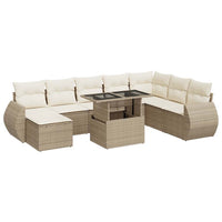 Thumbnail for 9-tlg. Garten-Sofagarnitur mit Kissen Beige Poly Rattan