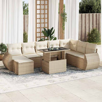 Thumbnail for 9-tlg. Garten-Sofagarnitur mit Kissen Beige Poly Rattan