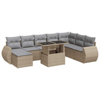 Thumbnail for 9-tlg. Garten-Sofagarnitur mit Kissen Beige Poly Rattan