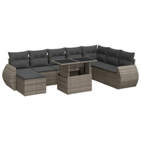 Thumbnail for 9-tlg. Garten-Sofagarnitur mit Kissen Grau Poly Rattan