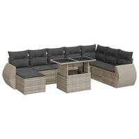 Thumbnail for 9-tlg. Garten-Sofagarnitur mit Kissen Hellgrau Poly Rattan