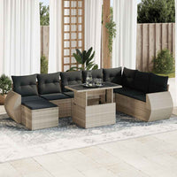 Thumbnail for 9-tlg. Garten-Sofagarnitur mit Kissen Hellgrau Poly Rattan