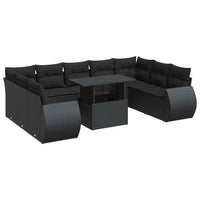 Thumbnail for 10-tlg. Garten-Sofagarnitur mit Kissen Schwarz Poly Rattan