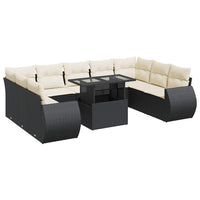 Thumbnail for 10-tlg. Garten-Sofagarnitur mit Kissen Schwarz Poly Rattan