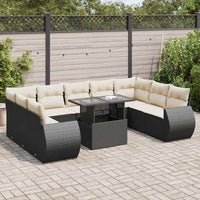 Thumbnail for 10-tlg. Garten-Sofagarnitur mit Kissen Schwarz Poly Rattan