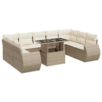 Thumbnail for 10-tlg. Garten-Sofagarnitur mit Kissen Beige Poly Rattan