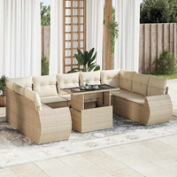 Thumbnail for 10-tlg. Garten-Sofagarnitur mit Kissen Beige Poly Rattan