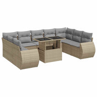 Thumbnail for 10-tlg. Garten-Sofagarnitur mit Kissen Beige Poly Rattan