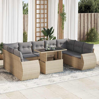 Thumbnail for 10-tlg. Garten-Sofagarnitur mit Kissen Beige Poly Rattan