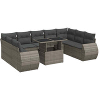 Thumbnail for 10-tlg. Garten-Sofagarnitur mit Kissen Grau Poly Rattan