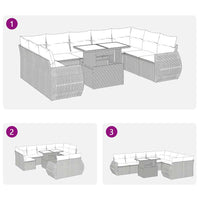 Thumbnail for 10-tlg. Garten-Sofagarnitur mit Kissen Grau Poly Rattan