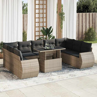 Thumbnail for 10-tlg. Garten-Sofagarnitur mit Kissen Grau Poly Rattan