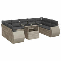 Thumbnail for 10-tlg. Garten-Sofagarnitur mit Kissen Hellgrau Poly Rattan