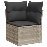 Thumbnail for 10-tlg. Garten-Sofagarnitur mit Kissen Hellgrau Poly Rattan