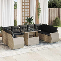Thumbnail for 10-tlg. Garten-Sofagarnitur mit Kissen Hellgrau Poly Rattan