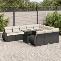 Thumbnail for 11-tlg. Garten-Sofagarnitur mit Kissen Schwarz Poly Rattan