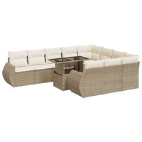 Thumbnail for 11-tlg. Garten-Sofagarnitur mit Kissen Beige Poly Rattan