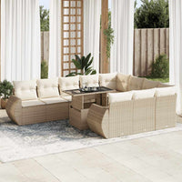 Thumbnail for 11-tlg. Garten-Sofagarnitur mit Kissen Beige Poly Rattan