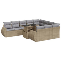 Thumbnail for 11-tlg. Garten-Sofagarnitur mit Kissen Beige Poly Rattan