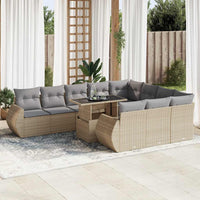 Thumbnail for 11-tlg. Garten-Sofagarnitur mit Kissen Beige Poly Rattan