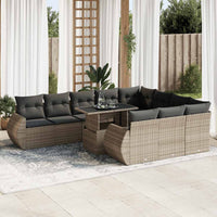 Thumbnail for 11-tlg. Garten-Sofagarnitur mit Kissen Grau Poly Rattan