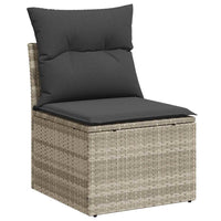 Thumbnail for 11-tlg. Garten-Sofagarnitur mit Kissen Hellgrau Poly Rattan