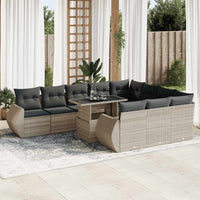 Thumbnail for 11-tlg. Garten-Sofagarnitur mit Kissen Hellgrau Poly Rattan