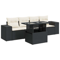 Thumbnail for 5-tlg. Garten-Sofagarnitur mit Kissen Schwarz Poly Rattan