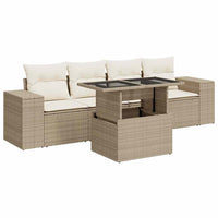 Thumbnail for 5-tlg. Garten-Sofagarnitur mit Kissen Beige Poly Rattan