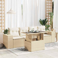 Thumbnail for 5-tlg. Garten-Sofagarnitur mit Kissen Beige Poly Rattan