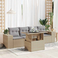 Thumbnail for 5-tlg. Garten-Sofagarnitur mit Kissen Beige Poly Rattan