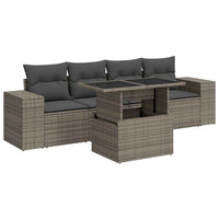 Thumbnail for 5-tlg. Garten-Sofagarnitur mit Kissen Grau Poly Rattan