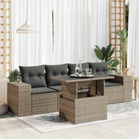 Thumbnail for 5-tlg. Garten-Sofagarnitur mit Kissen Grau Poly Rattan