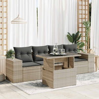 Thumbnail for 5-tlg. Garten-Sofagarnitur mit Kissen Hellgrau Poly Rattan