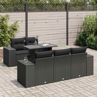 Thumbnail for 6-tlg. Garten-Sofagarnitur mit Kissen Schwarz Poly Rattan