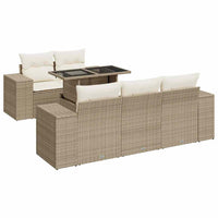Thumbnail for 6-tlg. Garten-Sofagarnitur mit Kissen Beige Poly Rattan