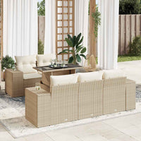 Thumbnail for 6-tlg. Garten-Sofagarnitur mit Kissen Beige Poly Rattan