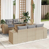 Thumbnail for 6-tlg. Garten-Sofagarnitur mit Kissen Beige Poly Rattan