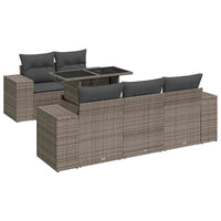 Thumbnail for 6-tlg. Garten-Sofagarnitur mit Kissen Grau Poly Rattan