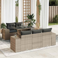Thumbnail for 6-tlg. Garten-Sofagarnitur mit Kissen Grau Poly Rattan